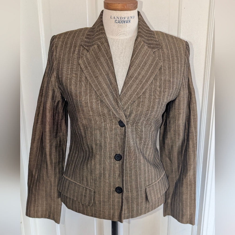 vintage 90's Mary McFadden linen Pinstripe Blazer